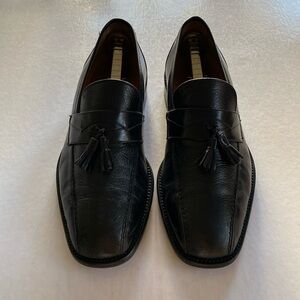 Fratelli Men’s Black Soft Leather Tassel Slip On Shoes Size 9. Made in Italy.